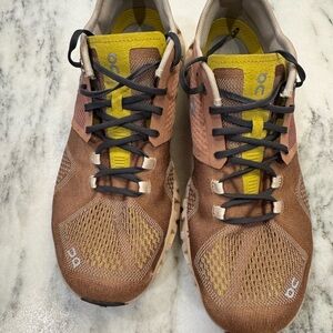 On cloud Running women’s Mocha brown and Yellow Athletic Shoes